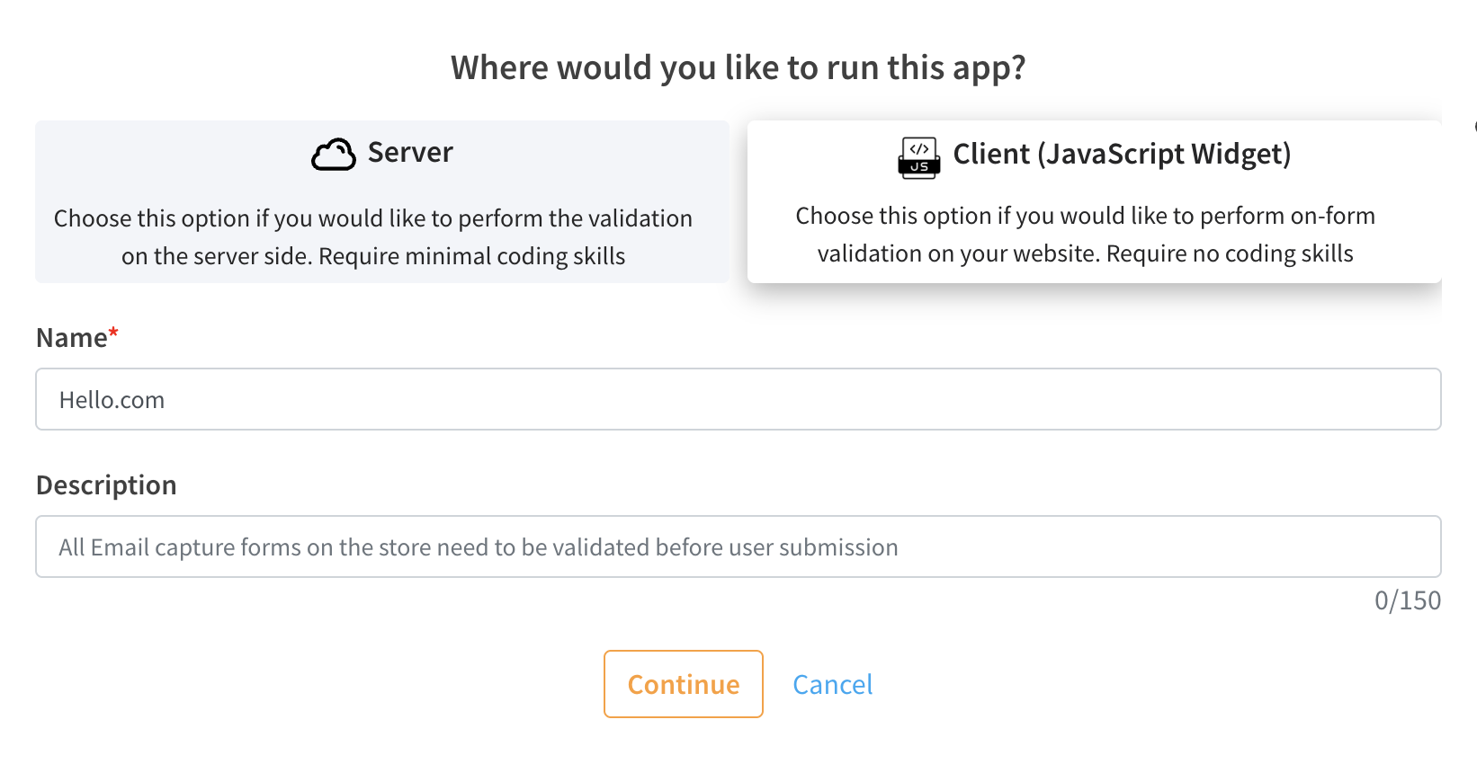 Create App Page