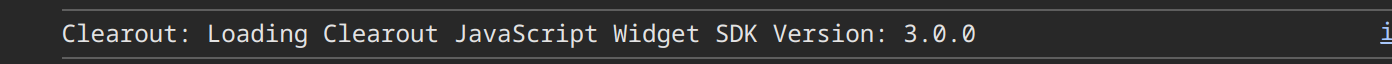 Console log showing Clearout SDK initialization